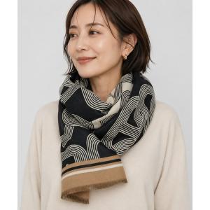 ストール マフラー リバーシブルライン幾何柄JQ　ストール レディース