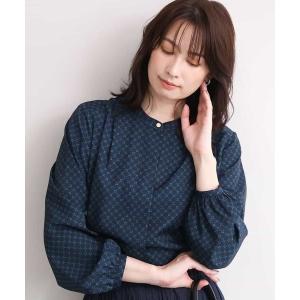 ブラウス シャツ 幾何柄プリントブラウス/洗える/WEB限定サイズあり/セットアップ可 レディース