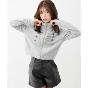 トレーナー スウェット Wジップナポレオンスウェットトップス レディース