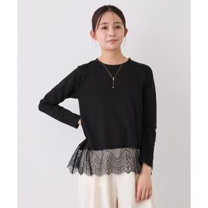 tシャツ 裾レース長袖プルオーバー レディース