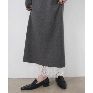 ロング スカート 「セットアップ対応」2WAYレースレイヤードニットスカート