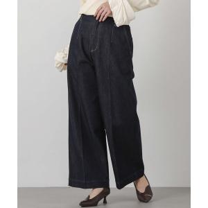 ワイドパンツ ジーンズ デニム デニムパンツ ハイウエストデニムセミワイド レディース