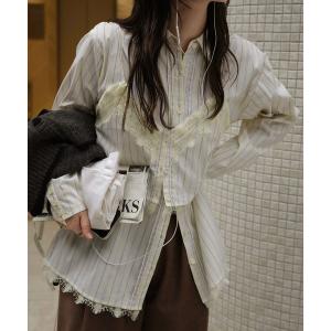 ブラウス シャツ hem lace stripe bustier set SH レディース