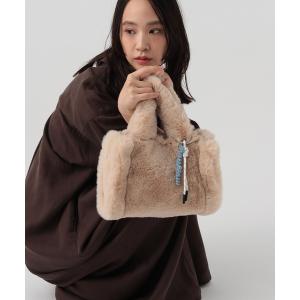 トートバッグ 小さめ ロゴチャーム付きファートート レディース