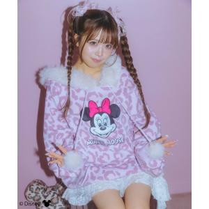 ニット セーター 「Disney/ディズニー/ミニーマウス」レオパードニットフーディー レディース