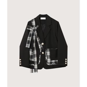 ジャケット テーラードジャケット Check ＆ Dot Bow Ribbon Jacket/チェック＆ドットリボンボウジャケット レディース