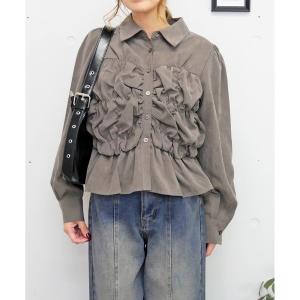 ブラウス シャツ シャーリングブラウス レディース