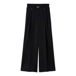 パンツ ベルトセットハイウエストタックパンツ レディース