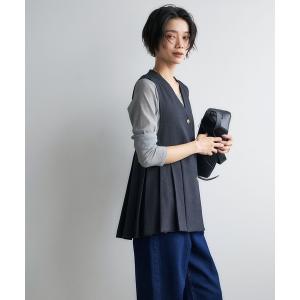 ベスト ジレ 「シワ軽減」ウールライクプリーツジレ「CROSS FUNCTION/クロスファンクション」 レディース