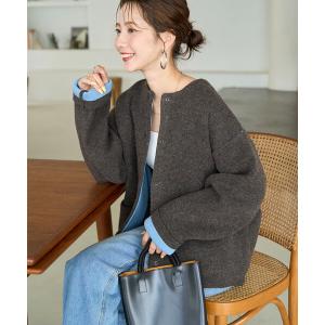 カーディガン 限定展開　裏配色 スナップ ニット カーディガン レディース