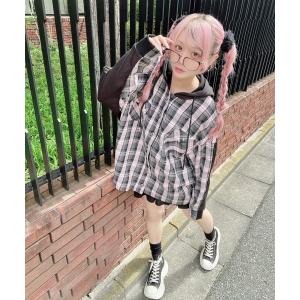 ブラウス シャツ Bemqinドッキングシャツパーカー レディース
