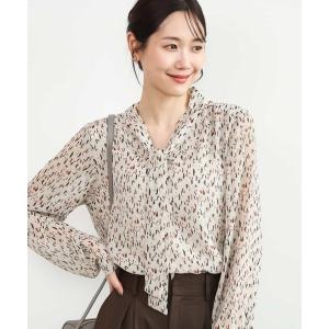 ブラウス シャツ 「洗える」ニュアンスレオパード柄ボウタイシフォンブラウス レディース