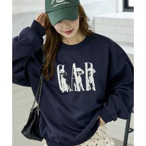トレーナー スウェット PUBLUX × GAP/ギャップ 別注 ドッグ ＆ ロゴ グラフィック プリント 裏起毛 スウェット　限定展開 メンズ レディース