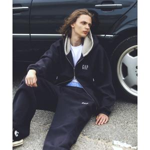 パーカー 裏起毛 PUBLUX × GAP/ギャップ 「セットアップ対応」別注 配色 ボア フード ポンチ スウェット パーカー　限定展開 メンズ レディース