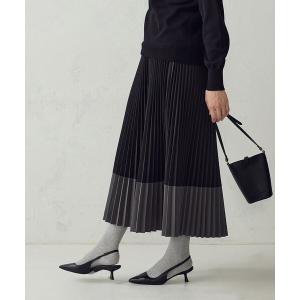 ロング スカート バイカラープリーツスカート/セットアップ対応