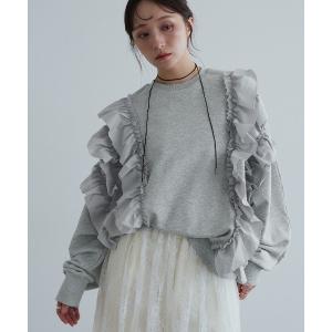 トレーナー スウェット ビッグフリルロングスリーブスウェットプルオーバー / Long-Sleeve Sweatshirt Pullover with Large Ruffles レディース