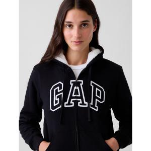 トレーナー スウェット リラックスフィット GAPロゴ 裏ボア ジップアップパーカー レディース