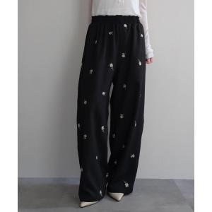 パンツ 「Rashik」フラワー刺繍バレルパンツ レディース