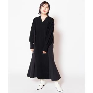 ワンピース 切替ニットワンピース