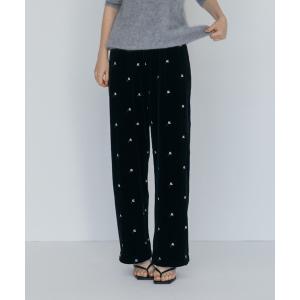 パンツ FLOWER EMBROIDERY VELOR PANTS/フラワーエンブロイダリーベロアパンツ レディース