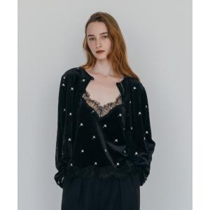 ニット セーター FLOWER EMBROIDERY VELOR TOPS/フラワーエンブロイダリーベロアトップス レディース