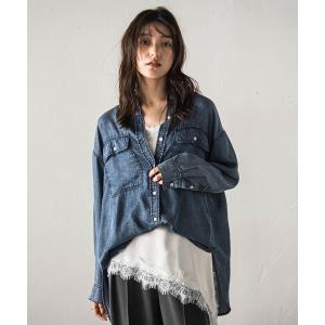 ブラウス シャツ ゆれるデニム2WAYオーバーシャツ レディース