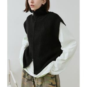 ベスト ジレ ジップアップニットベスト レディース