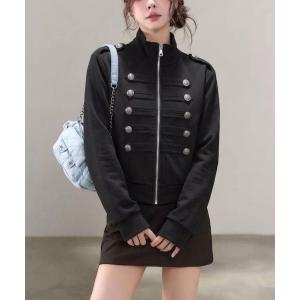 ブルゾン アウター ナポレオンデザイン ジップアップスウェットジャケット レディース