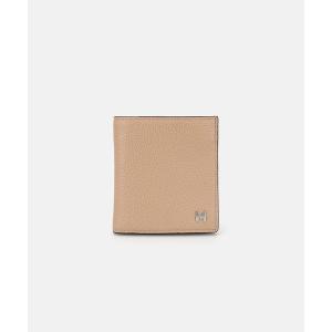 二つ折り 二つ折り財布 財布 レザー 二つ折りコンパクトウォレット - ベージュ レディース