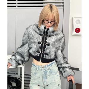 コート アウター ショートファージャケット レディース
