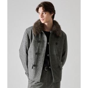 ブルゾン アウター 「CLEL」Wool Blend Herringbone Tweed 2way Short P Coat / ウールブレンドヘリンボーンツイード 2wayショートPコート「セットアップ…