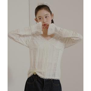 v neck lace top / Vネックレーストップス レディース