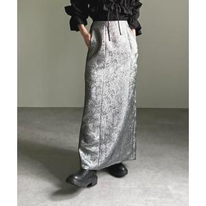 「MECRE」 ロングスカート S シルバー レディース