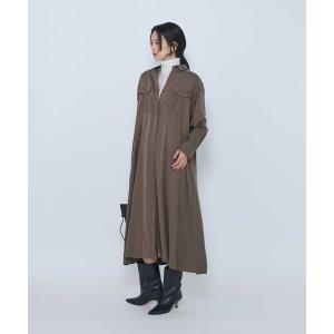 シャツワンピース キュプラナイロンピーチシャツワンピース