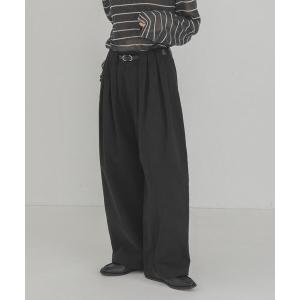 パンツ ベルトSETタックパンツ レディース