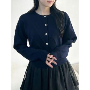 カーディガン ロゴ刺繍シンプルカーデ レディース