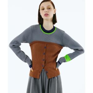 ニット セーター Bustier docking color block knit レディース