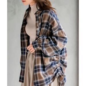 ブラウス シャツ ホットフィックスチェックシャーリングシャツ レディース