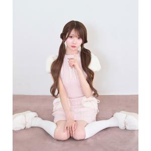 ワンピース 半袖 Fur point knit mini onepiece