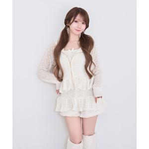 セットアップ Crochet knit hoodie pants set レディース