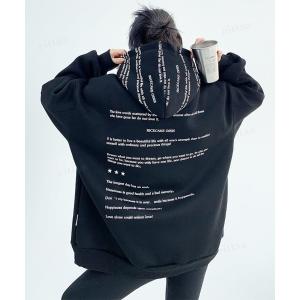 パーカー RICECAKE英字ロゴプリントフーディー レディース メンズ