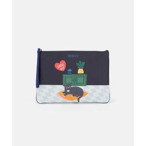 クラッチバッグ パーティーバッグ RUBY TAYLOR Collaboration キャット＆ルーム レザーフラットクラッチバッグ - ネイビー レディース