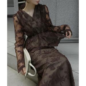 ワンピース layered lace tuck peplum OP