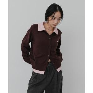 カーディガン 「洗濯可」プレートツキシャツドッキングニットカーディガン レディース