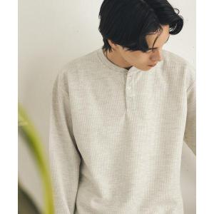 ヘンリーネック tシャツ ワッフルヘンリーネックロングTシャツ メンズ