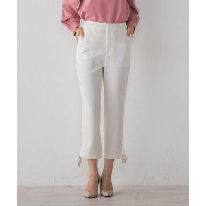 パンツ 裾リボン クロップドパンツ レディース