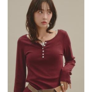 ヘンリーネック tシャツ ヘンリーネックロングスリーブプルオーバー レディース