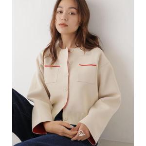 カーディガン WEB限定/スポンディッシュWフェイスバイカラーニットカーディガン レディース