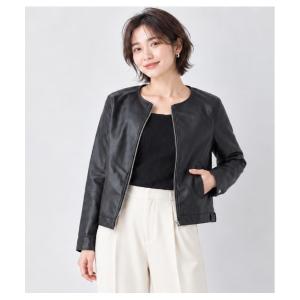 ジャケット ノーカラージャケット フェイクレザーノーカラージャケット レディース メンズ