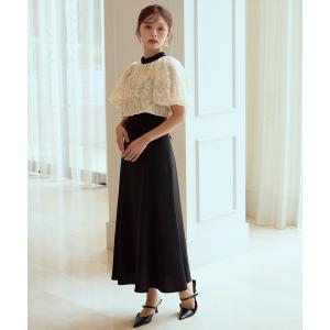 パーティードレス ドレス ベロアトリミングブラウス×ドレス